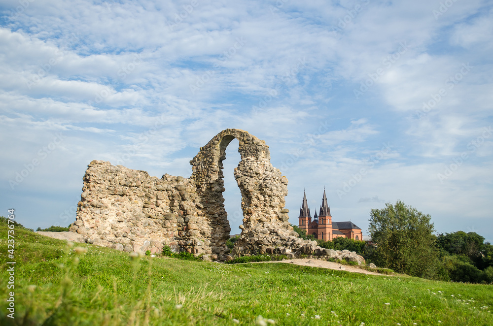 Ruins of the Rezekne castle hill and church, Latvia