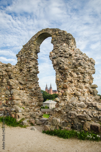 Ruins of the Rezekne castle hill and church, Latvia