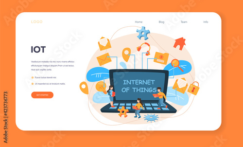 Internet of things web banner or landing page. Idea of cloud
