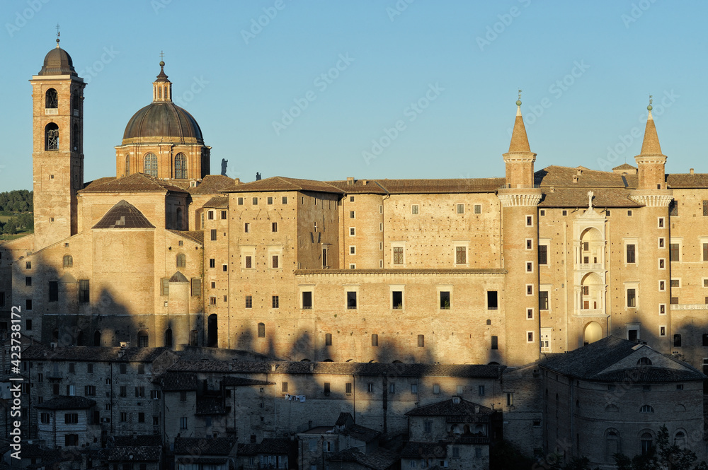 View of the city with Palazzo Ducale and Cathedral, Urbino, District of Pesaro and Urbino, Marches, Italy, Europe