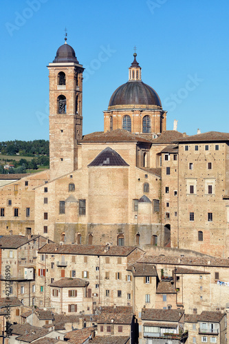 View of the city with the Cathedral, Urbino, District of Pesaro and Urbino, Marches, Italy, Europe