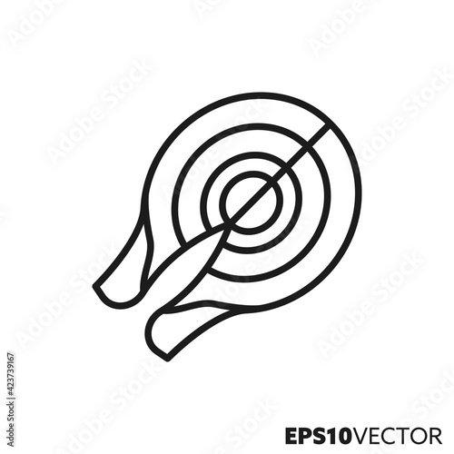 Fish fillet line icon. Outline symbol of prepared seafood. Food portion vector illustration.