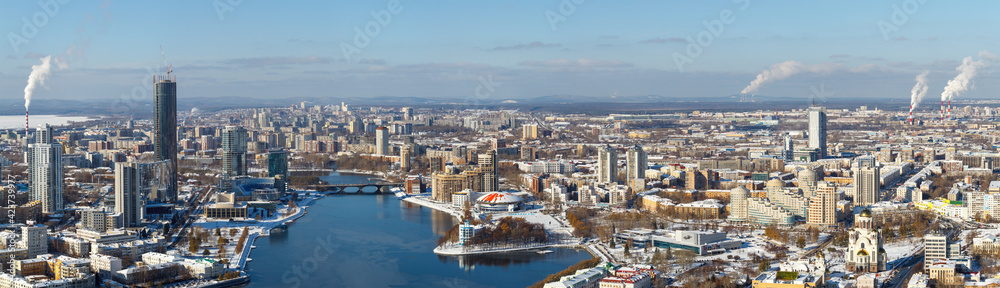 Yekaterinburg city panoramic aerial view, Russia