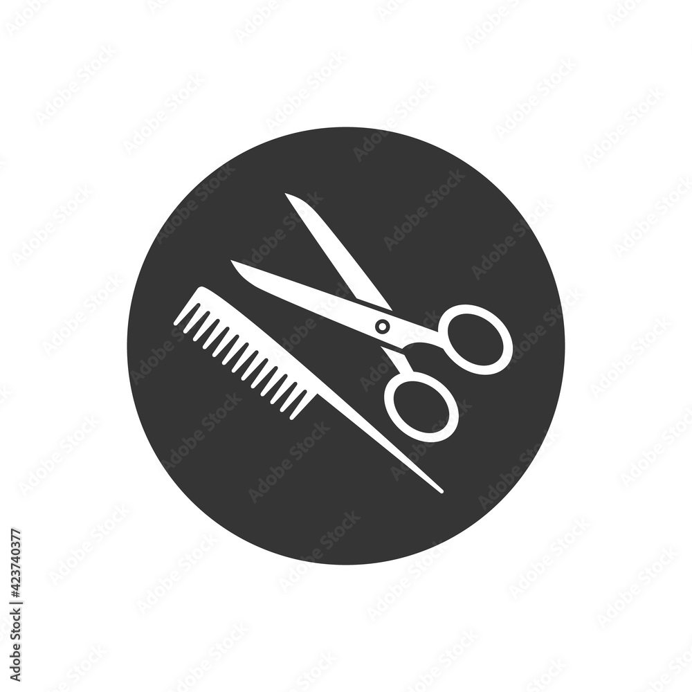 Flat icon scissors and combs isolated on white background. Beauty saloon vector Flat icon scissors and combs isolated on white background. Beauty saloon vector