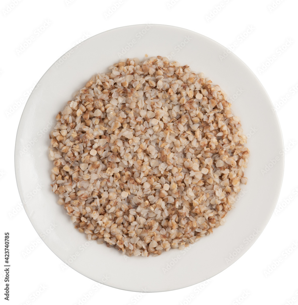 buckwheat porridge on a white plate buckwheat porridge on a white plate