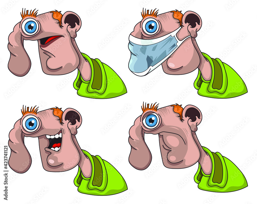 Personnage rigolo avec masque chirurgical
