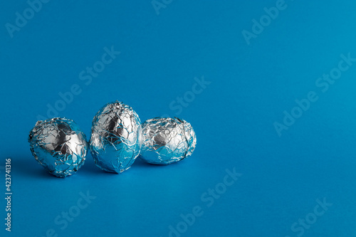 Eggs in aluminum foil.