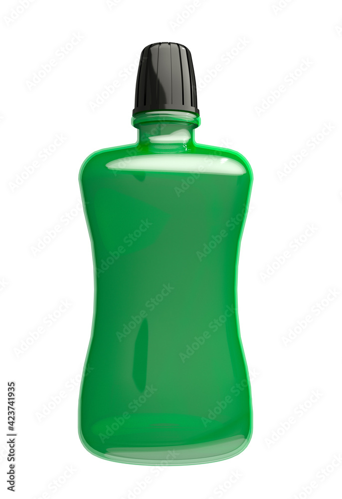 green water mouthwash plastic bottle isolated on white background green water mouthwash plastic bottle isolated on white background
