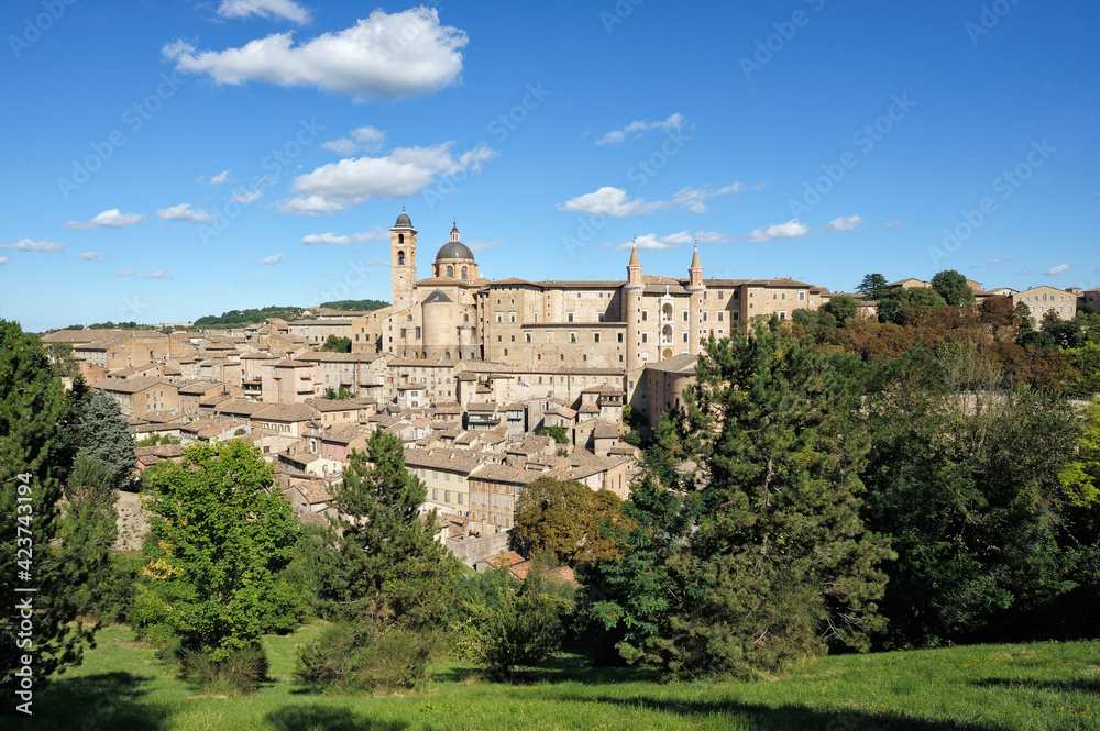 View of the city of Urbino, District of Pesaro and Urbino, Marches, Italy, Europe