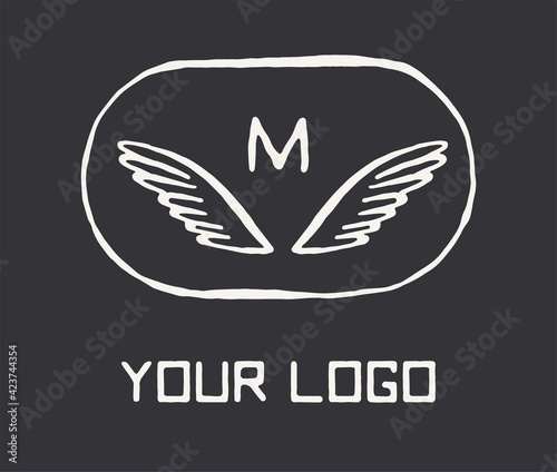 Wings with the letter, winged symbol, monogram
