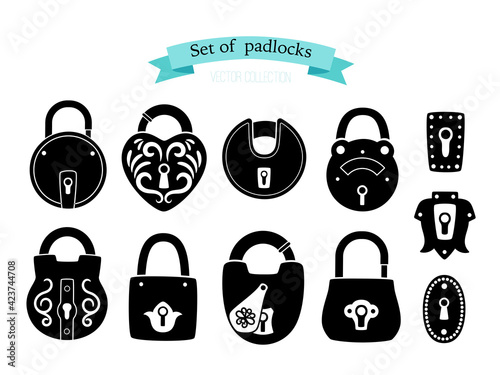 Cartton padlock silhouettes