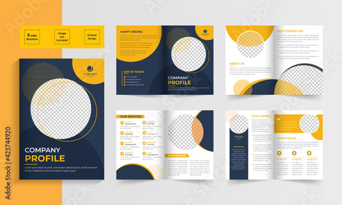 Bifold brochure template design. Company profile template design. Business brochure template