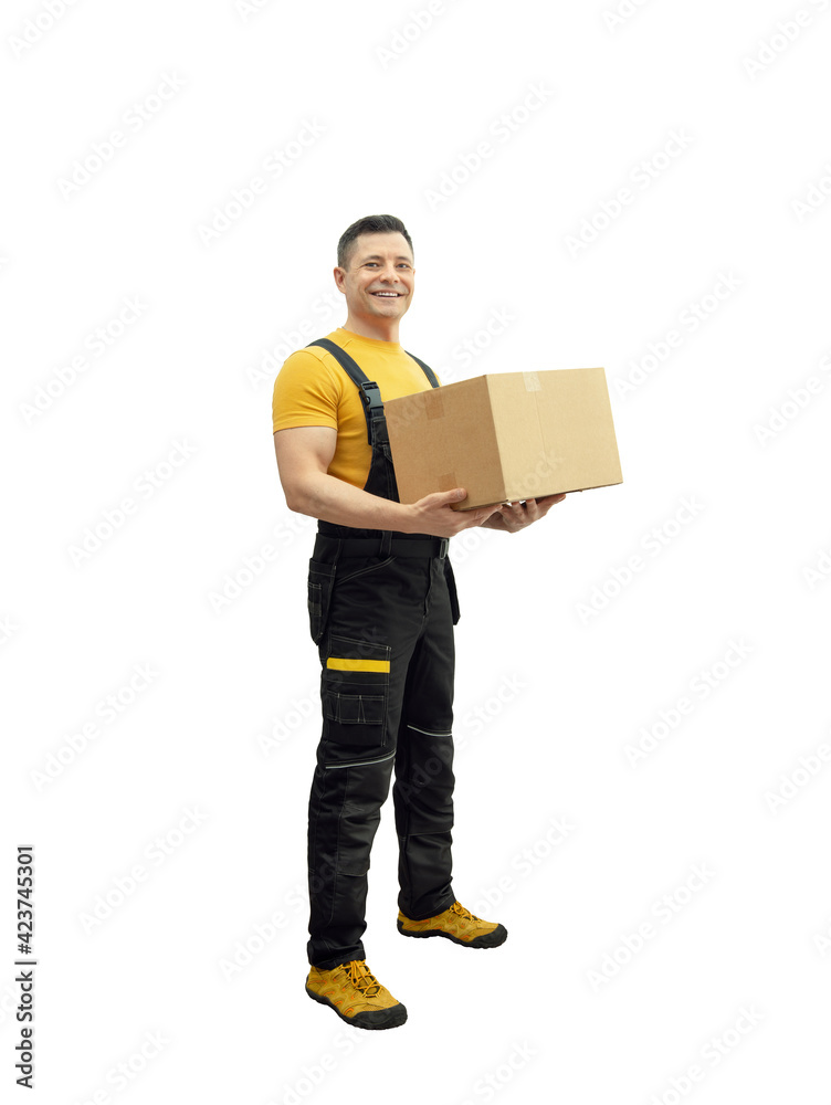 delivery courier hold in hands cardboard box delivery courier hold in hands cardboard box