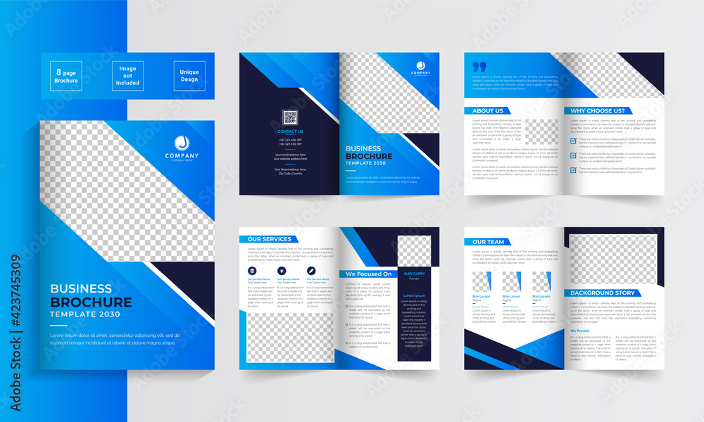 Bifold brochure template design. Company profile template design. Business brochure template