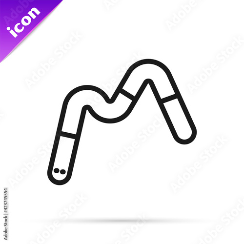 Black line Jelly worms candy icon isolated on white background. Vector