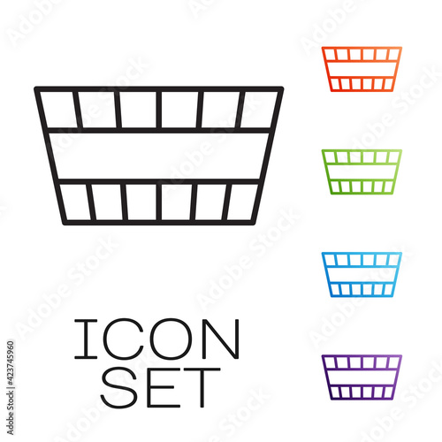Black line Sauna bucket icon isolated on white background. Set icons colorful. Vector