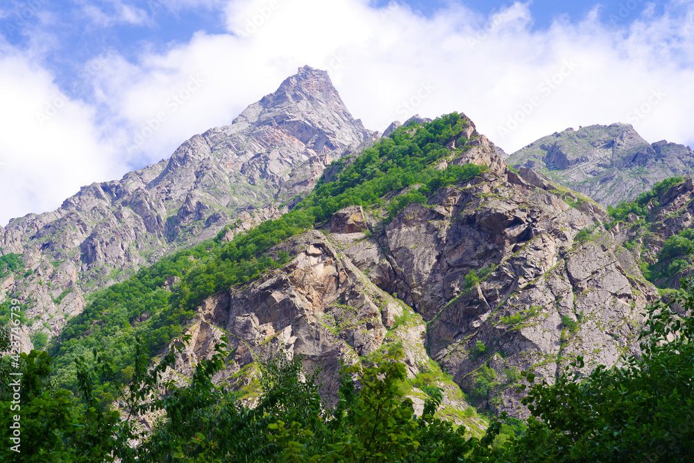Mountain rocky peaks in the Cherek gorge Mountain rocky peaks in the Cherek gorge