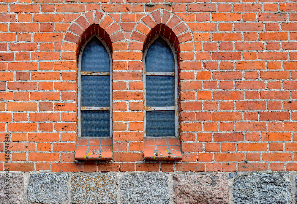 brick neo-gothic Catholic church of Our Lady of Gietrzwałd, erected at the beginning of the 20th century, in the village of a gentry cauldron in Masuria, Poland brick neo-gothic Catholic church of Our Lady of Gietrzwałd, erected at the beginning of the 20th century, in the village of a gentry cauldron in Masuria, Poland