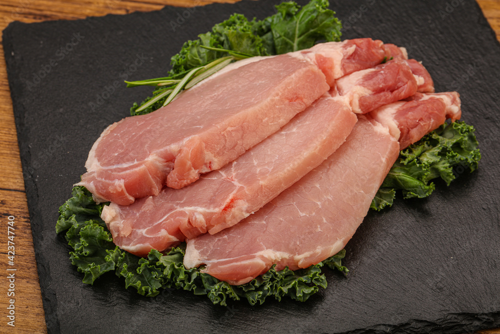 Raw pork steak for cooking