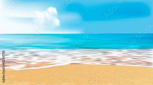 Fototapeta Naklejka Na Ścianę i Meble -  blue sea with beach and clouds. Bali vector graphics.