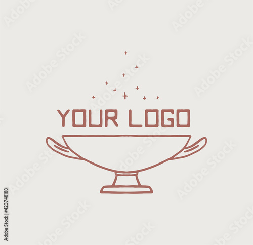 Magic goblet vector logo, cup logotype, bowl