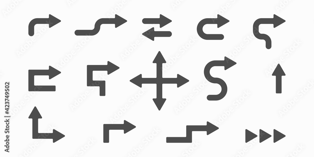 Set of arrows icons. illustration