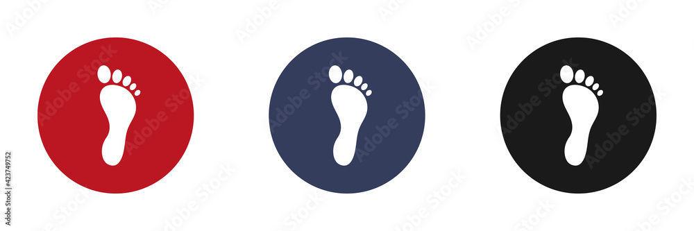 Set of web icons for feet flat design red, blue, black Set of web icons for feet flat design red, blue, black