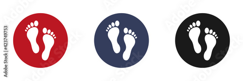 Set of web icons for feet flat design red, blue, black