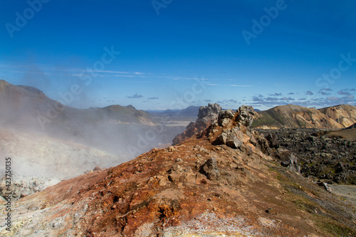 Volcanic activity landscape in Landmannalaugar, Fjallabak Nature Reserve, Iceland, Europe photo