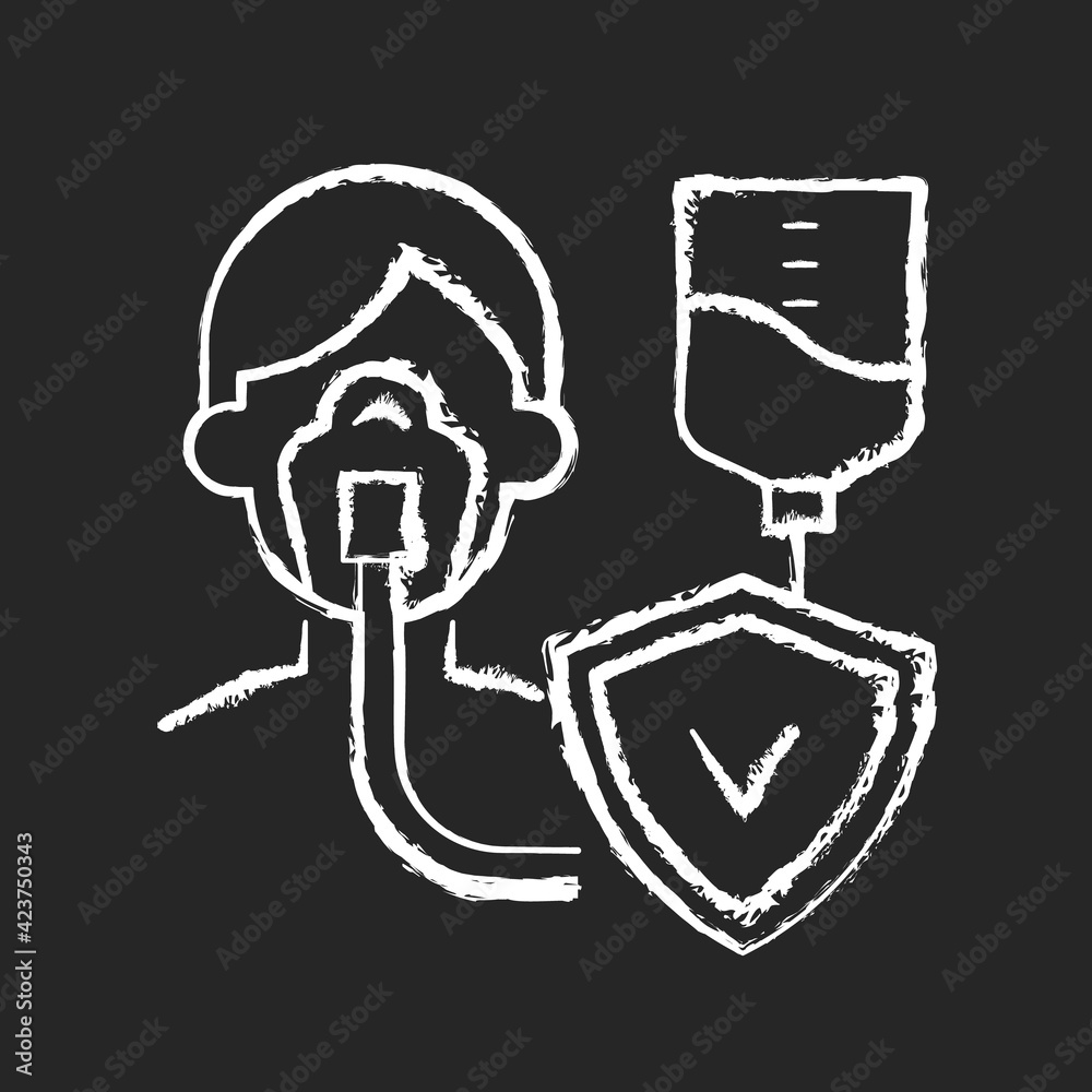 Critical illness insurance chalk white icon on black background. Covering health conditions. Medical emergencies costs. Heart attack, cancer, paralysis. Isolated vector chalkboard illustration Critical illness insurance chalk white icon on black background. Covering health conditions. Medical emergencies costs. Heart attack, cancer, paralysis. Isolated vector chalkboard illustration