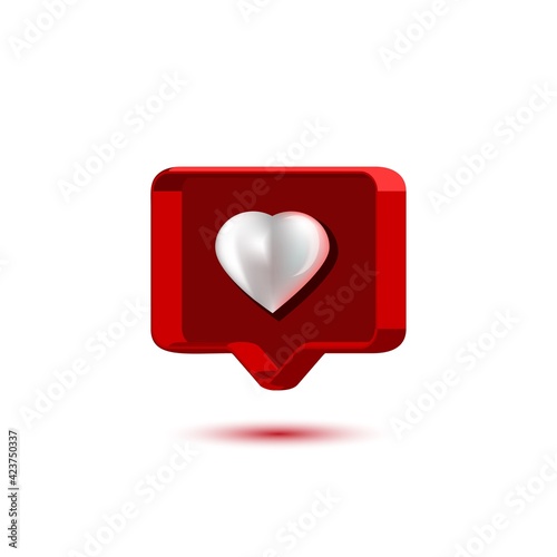 heart, like vector 3b realistic icon