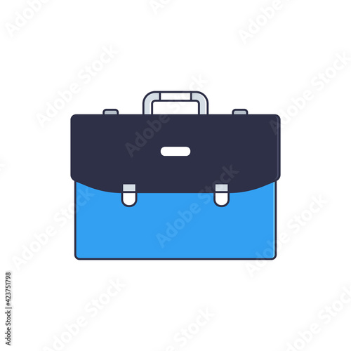 Business suitcase icon, briefcase bag for document. Business money and finance vector icons. Stroke and fill. White background. Part of set
