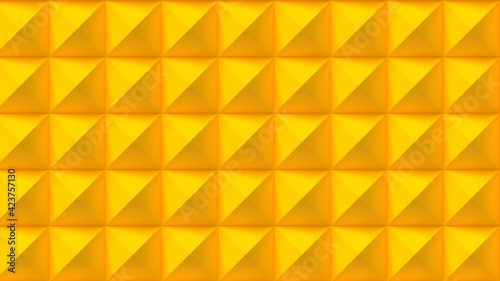 3d render background wallpaper pattern repeating yellow pyramids lighting light geometric