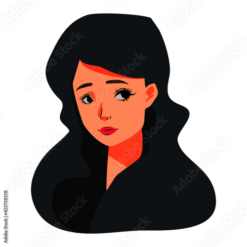 Beauty Woman face Portrait Vector illustration isolated on white background