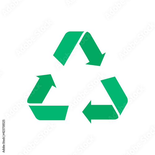 Recycle sign in green color.Vector illustration isolated on white background.