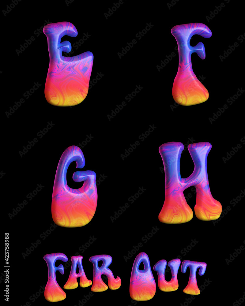 Psychedelic Alpahabet - 3D illustration Psychedelic Alpahabet - 3D illustration