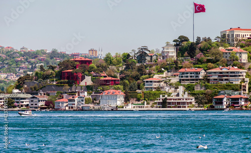 View across the Bosphorus to the Asian part of Istanbul, Turkey.
