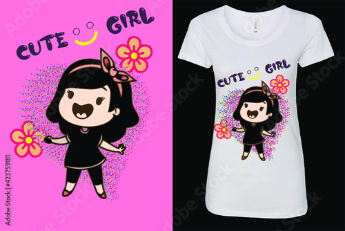 t shirt design with cartoon girls