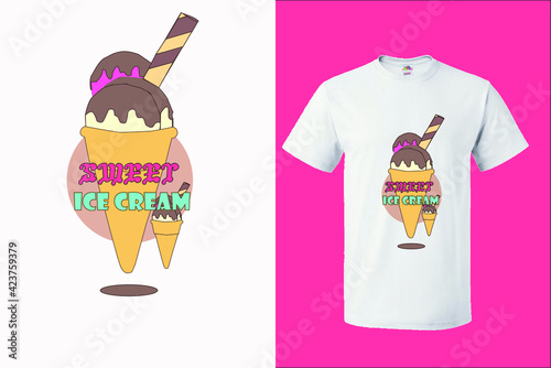 ice cream cone with chocolate t shirt design