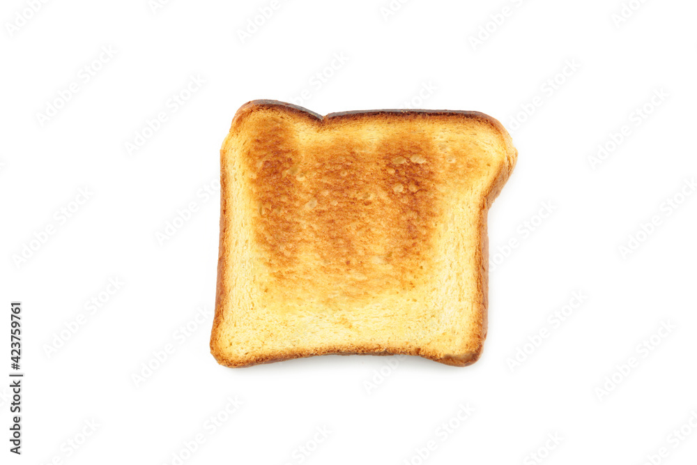 Single toasted toast isolated on white background. Top view. Single toasted toast isolated on white background. Top view.