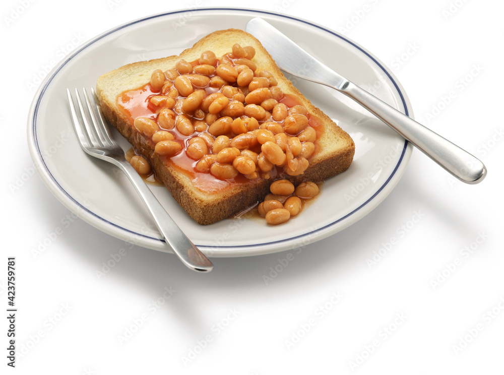 baked beans on toast, english breakfast Stock Photo Adobe Stock
