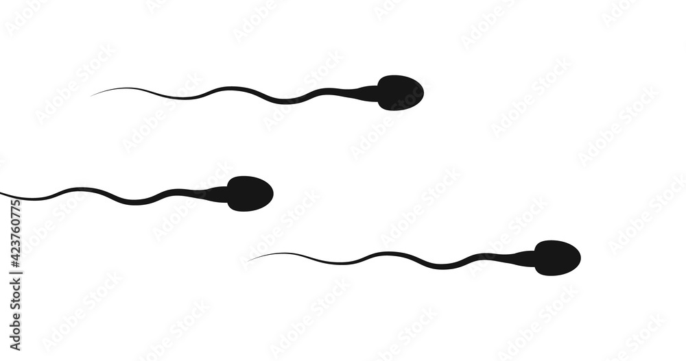 Sperm vector icon, Vector background sperm that runs towards the egg, Competition concept.