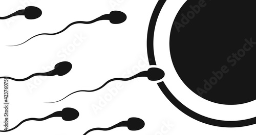 Sperm vector icon, Vector background sperm that runs towards the egg, Competition concept.