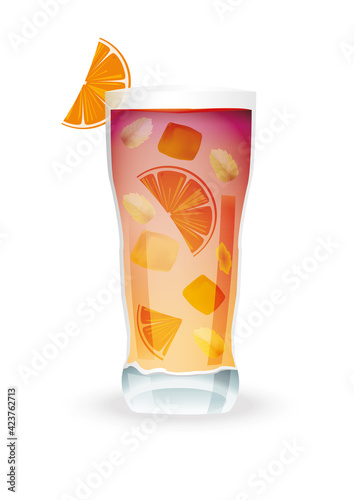 Sangria cocktail isolated on white background vector illustration