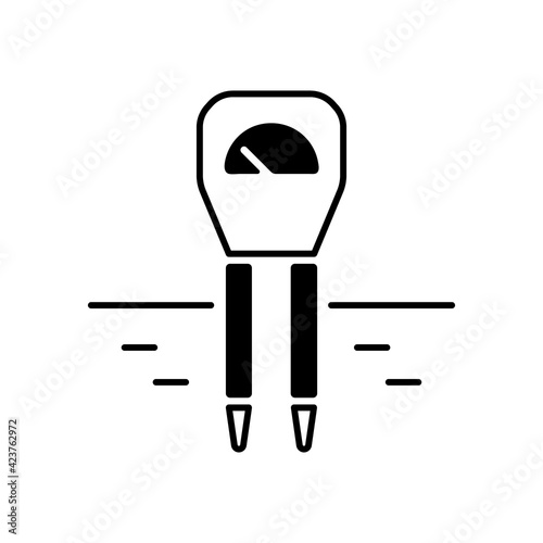 Soil moisture monitoring black linear icon. Accurate measurement. Soil temperature sensor. Measuring volumetric water content. Tensiometer. Outline symbol on white space. Vector isolated illustration