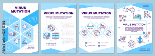 Virus mutation brochure template. Changes in genetic code sequence. Flyer, booklet, leaflet print, cover design with linear icons. Vector layouts for presentation, annual reports, advertisement pages