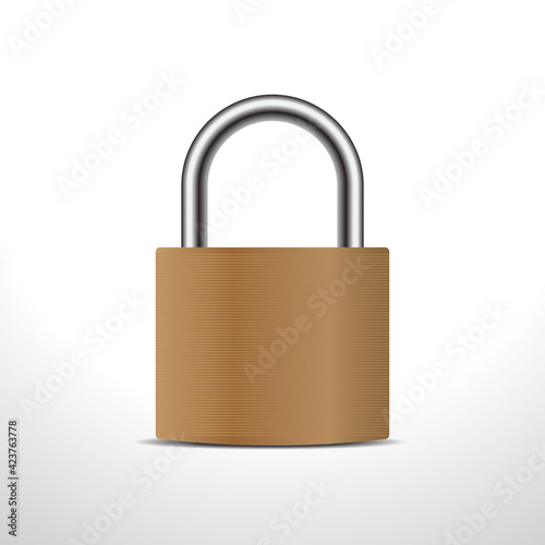 Padlock Sign Ison Gold Color Vector Realistic Illustration