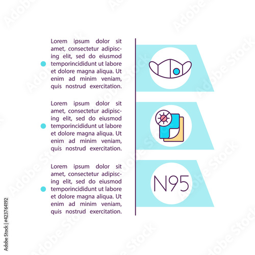 High filtration masks concept line icons with text. PPT page vector template with copy space. Brochure, magazine, newsletter design element. Airborne particles resistance linear illustrations on white