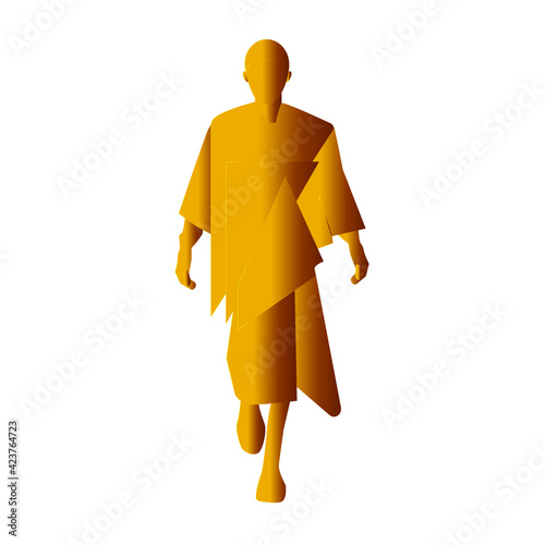 The figure and silhouette of a gold-colored fashion model. walks the podium confidently and independently. Vector illustration for logo, card.