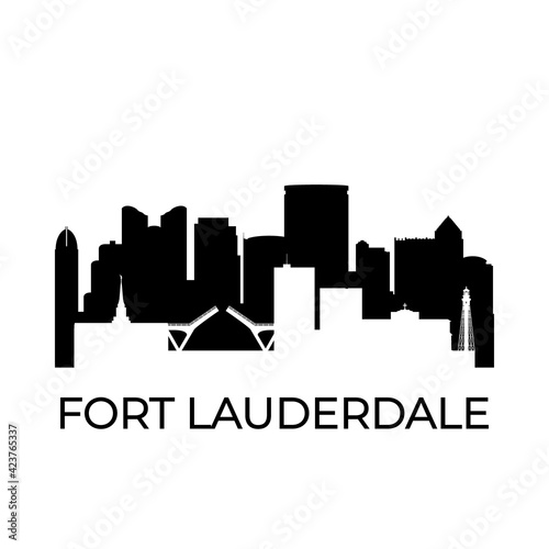 Fort lauderdale, Florida city skyline. Negative space city silhouette. Vector illustration.